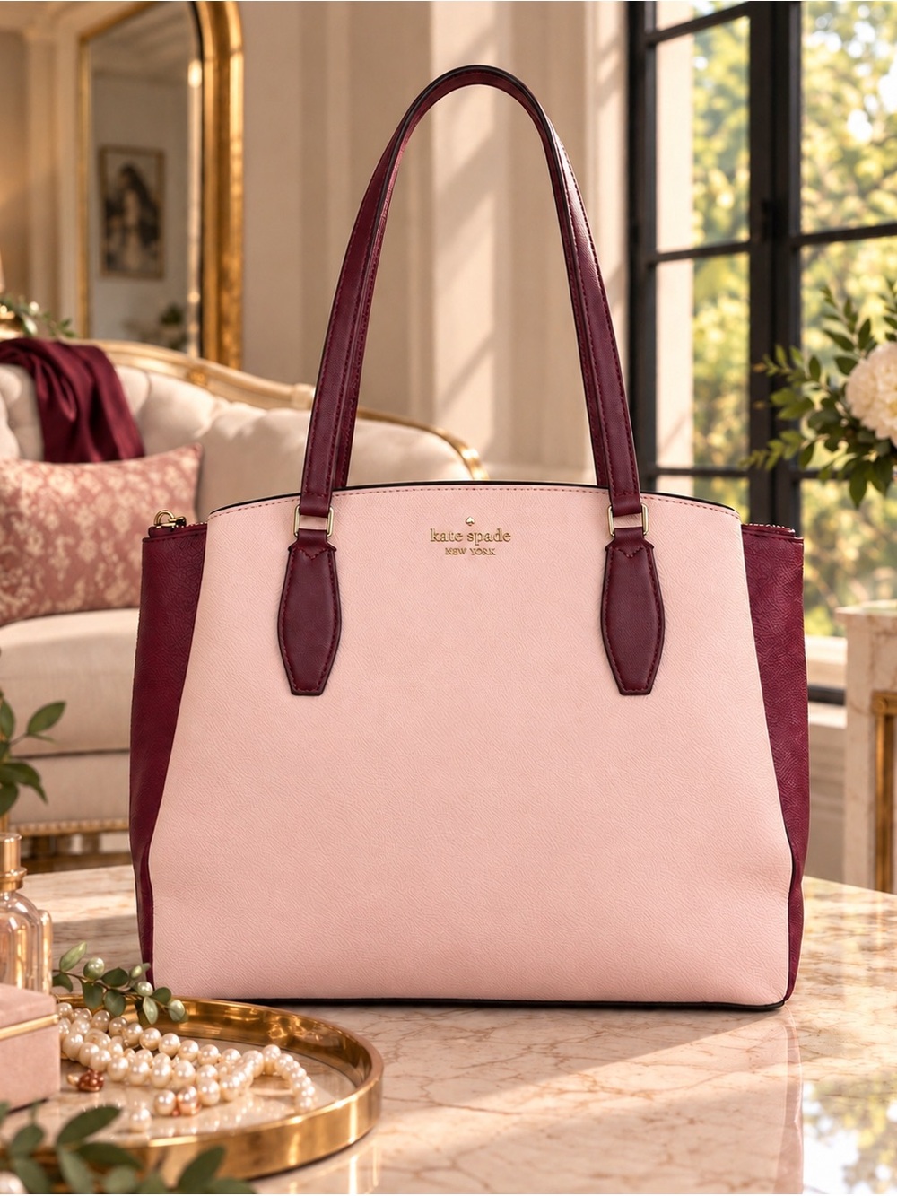 Kate Spade Monet Large Triple Compartment Tote – Rose Smoke Multi